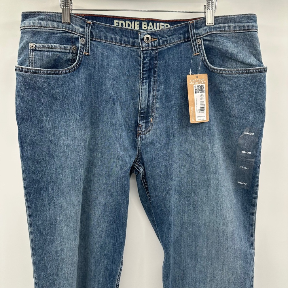 Eddie Bauer Mr Eddies Flex Jeans Relaxed Fit Mens 36x30 Med Wash Blue Denim NWT